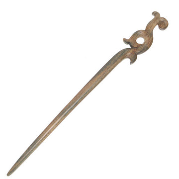 CrystalMood Handmade Carved Wood Hair Stick Chinese Ruyi 6.75" Lignum-vitae
